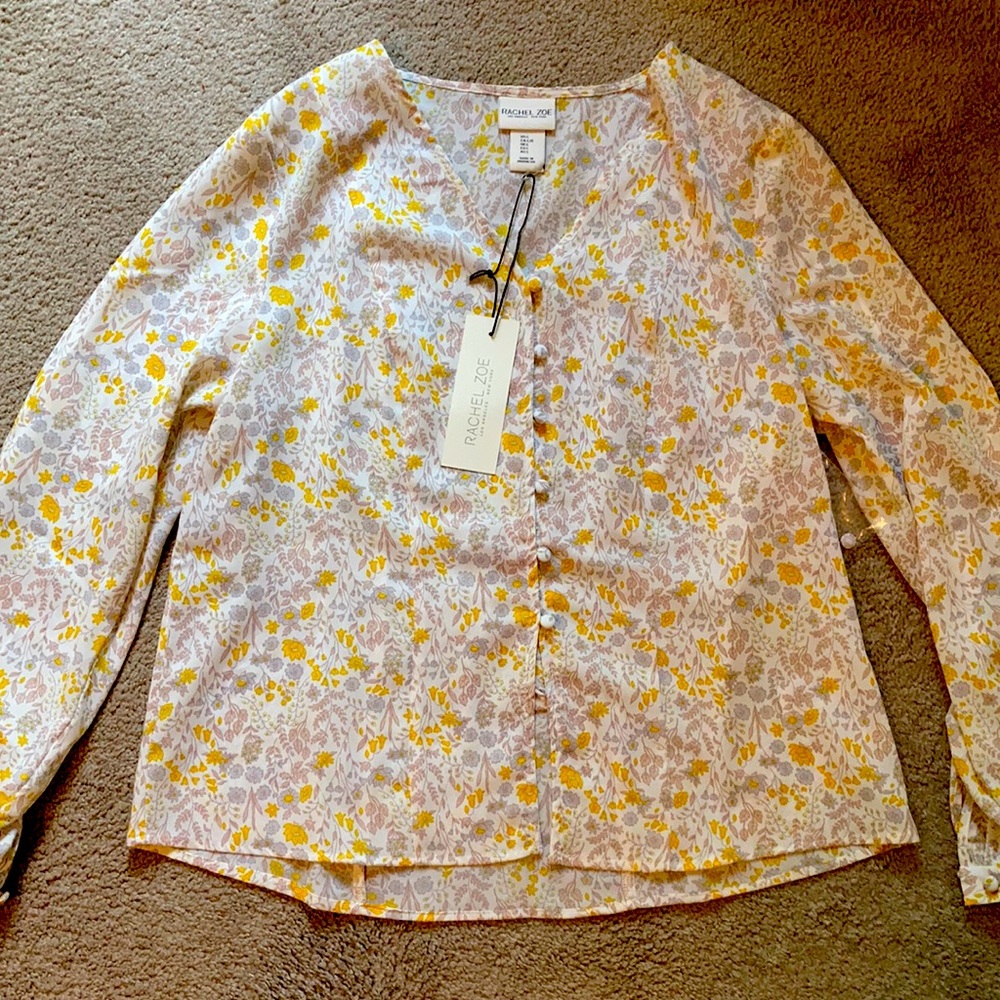 Rachel Zoe Cream and yellow top size L